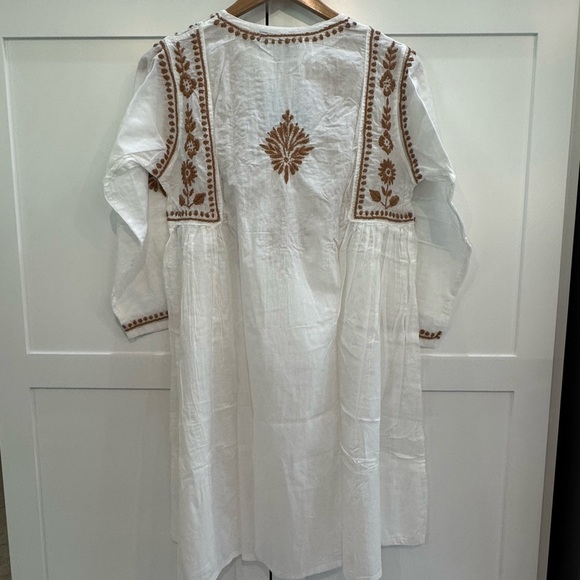Vahson Handmade Short Chikan Cotton Kurti Embroidered Womens Sz Large White NEW - Picture 9 of 15